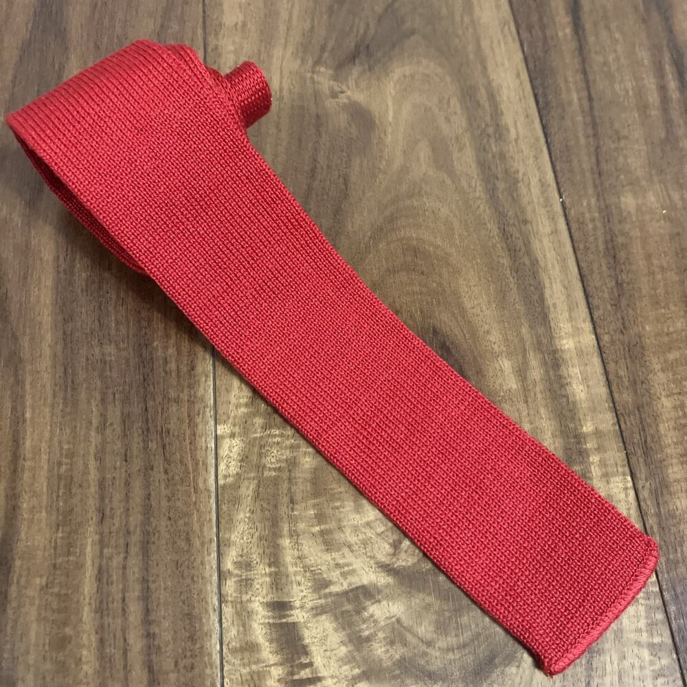 Vintage Square End Knit Tie Coca Cola Red Cotton Collectible Rare Necktie Comfy